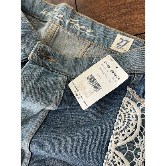 We the Free In My Element Kaleidoscope Patched High Rise Raw Hem Flare Jeans NEW - Picture 8 of 10